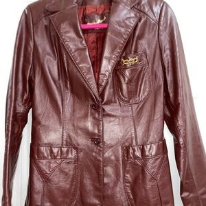 Etienne Aigner Authentic Leather burgundy Classic Blazer